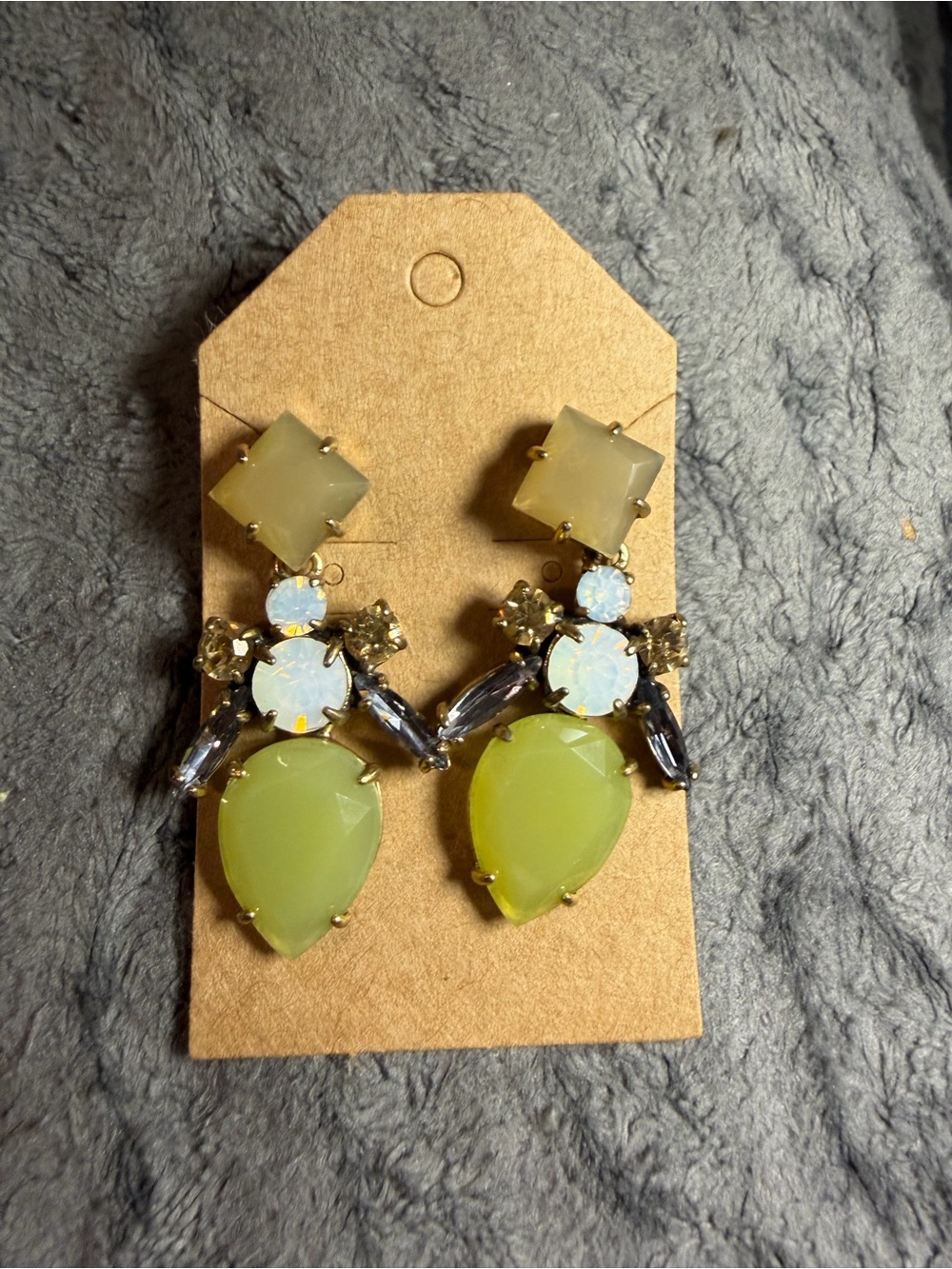 Stella & Dot Green & Opalescent Drop Earrings